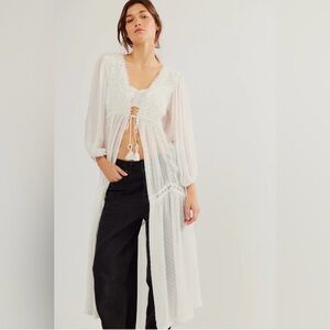 Free People White Sheer Robe